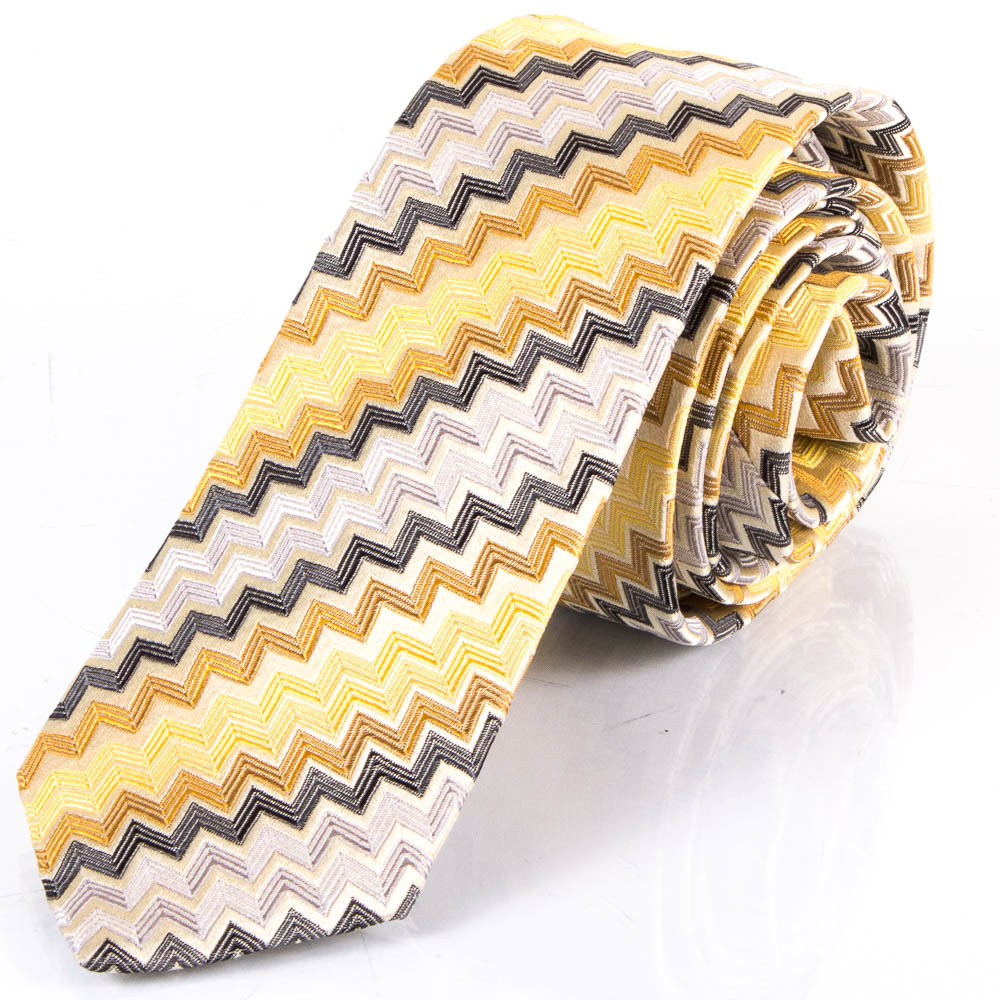 Узкий шелковый желтый галстук Schonau - 22