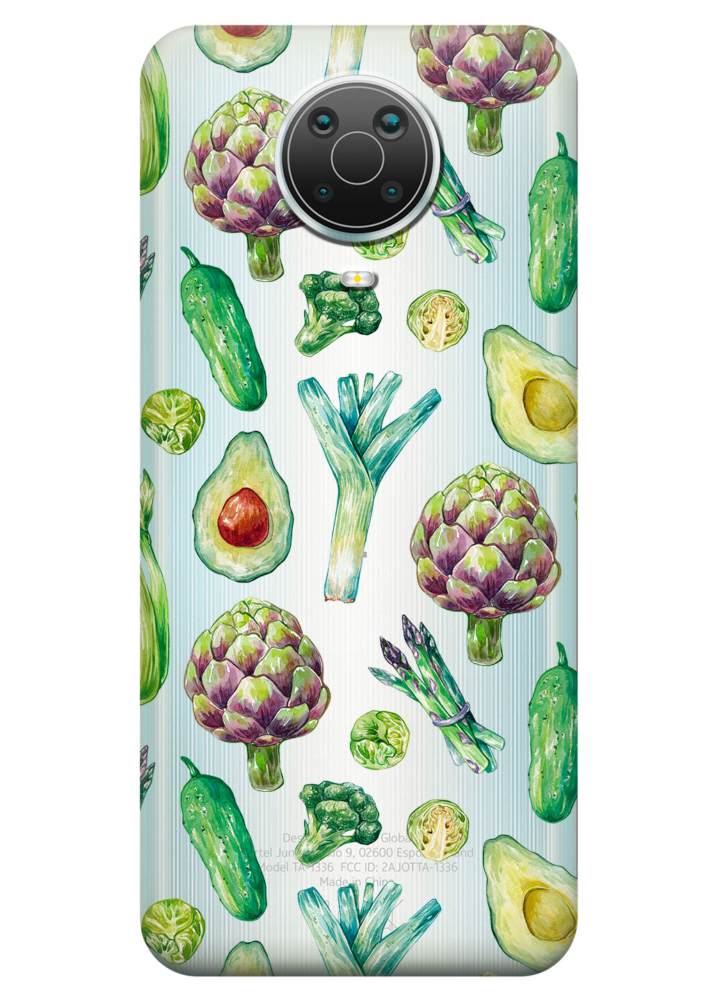 Прозрачный силиконовый чехол iSwag для Nokia G20 с рисунком - Полезная еда (KS15186)