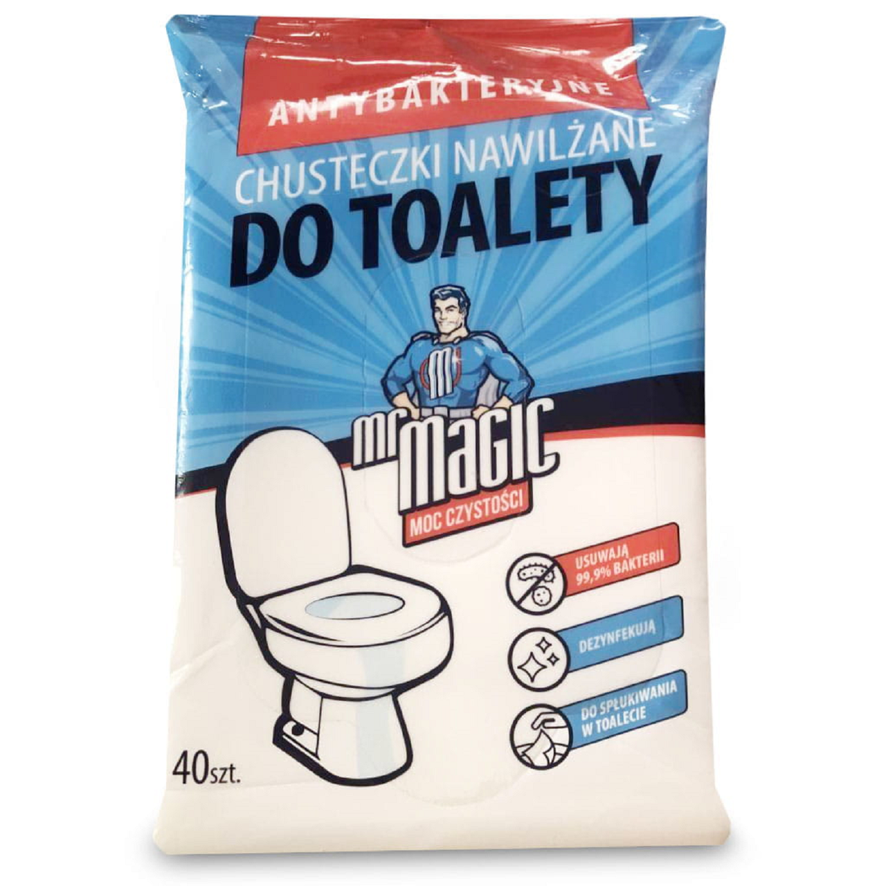 Влажные салфетки для туалета Mr MAGIC Antibacterial 40 шт