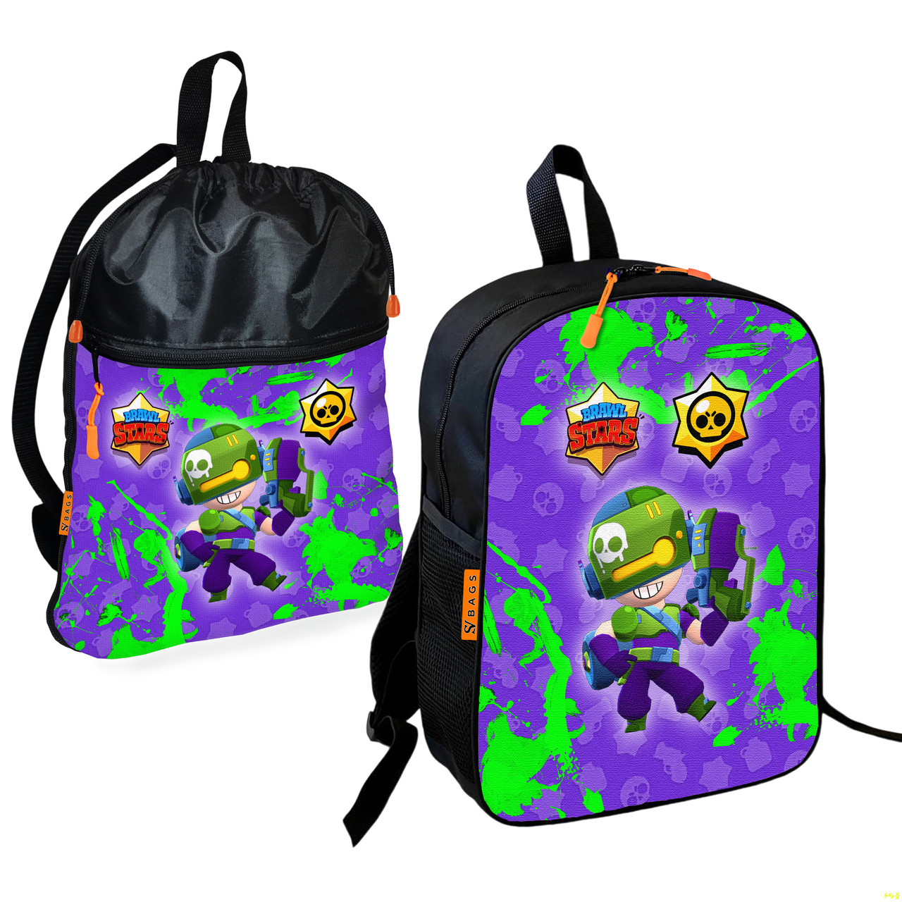 Дитячий шкільний рюкзак із сумкою для взуття Brawl Stars, 2 предмети