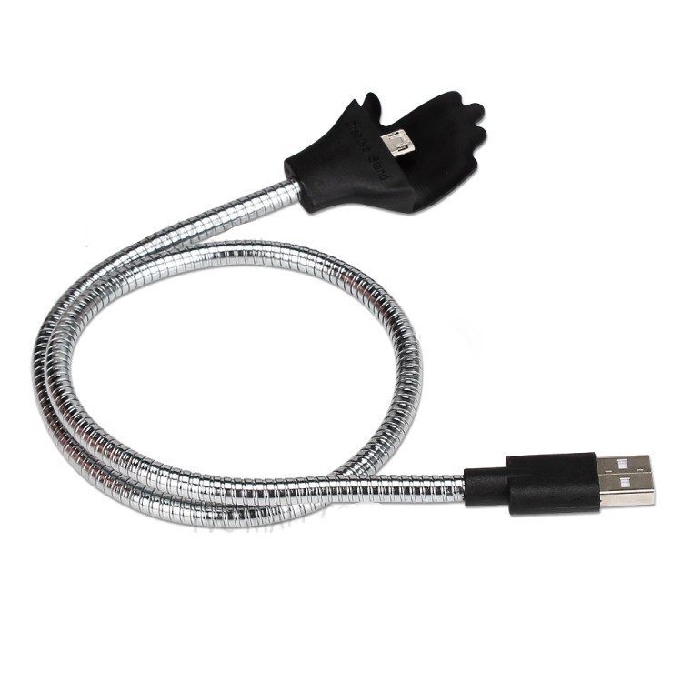 Металевий кабель Micro USB для заряджання телефону PWE Handy Silver (0975)