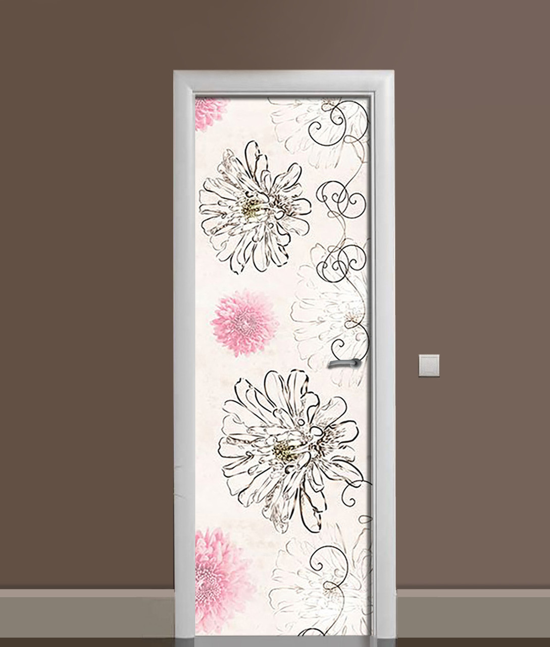 Наклейка на дверь Zatarga «Идеальные хризантемы» 650х2000 мм виниловая 3Д наклейка декор самоклеящаяся
