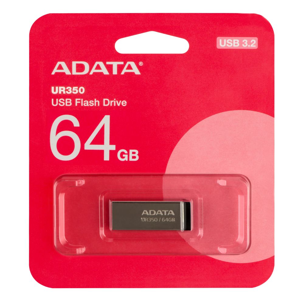 Флеш память USB A-Data UR350 64 GB USB 3.2 Silver-Black (35973_3605912)