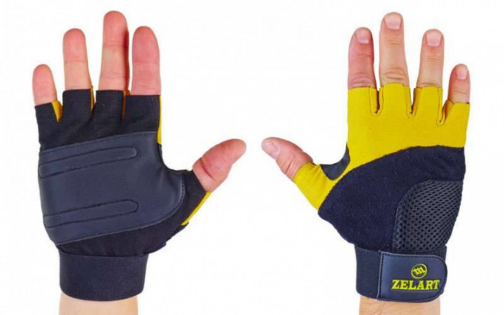 Рукавички для важкої атлетики шкіряні Zelart Gel Tech BC-3611 Yellow (M) (FL000142)