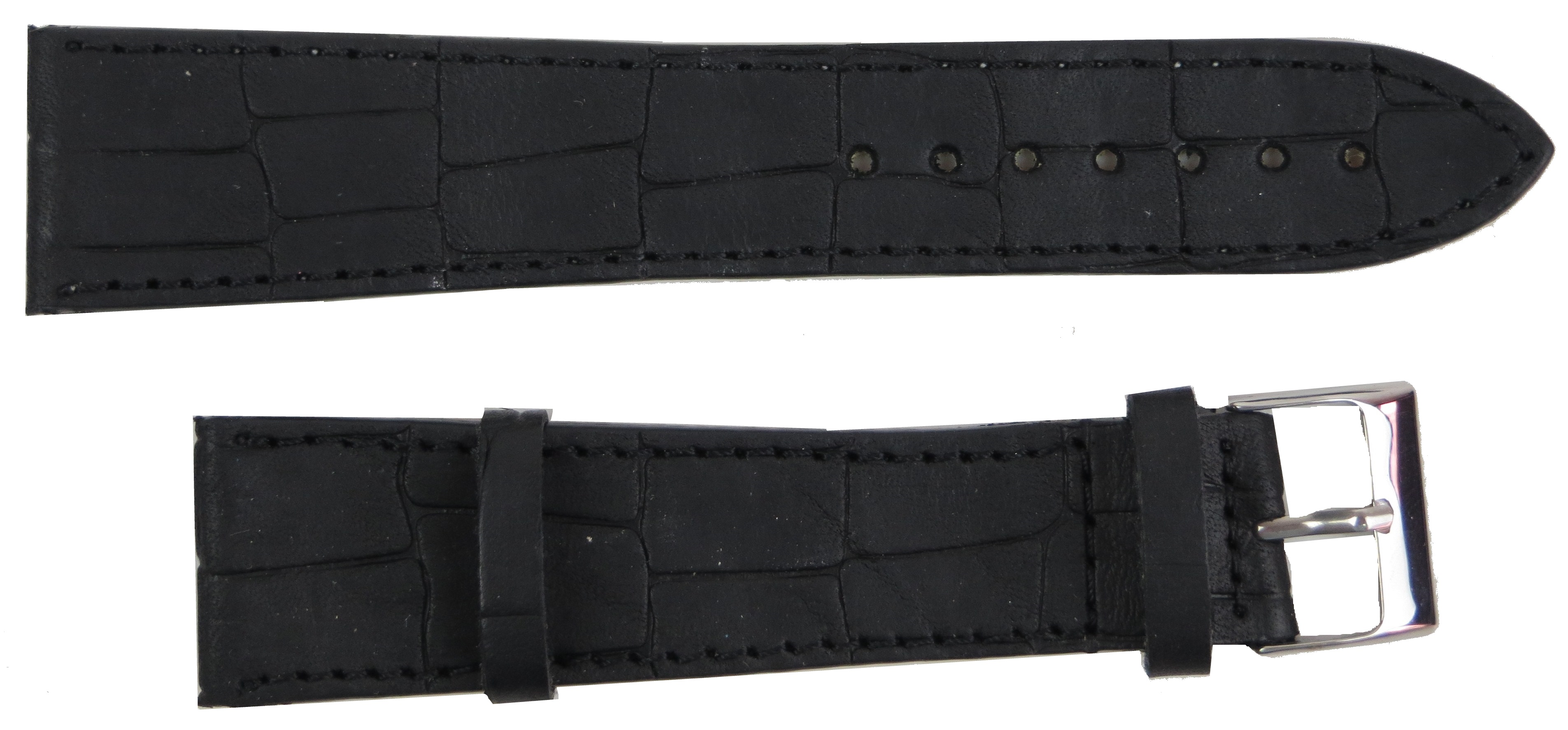 Кожаный ремешок для часов под крокодила Mykhail Ikhtyar ширина 22 мм Черный (S22-519S black)