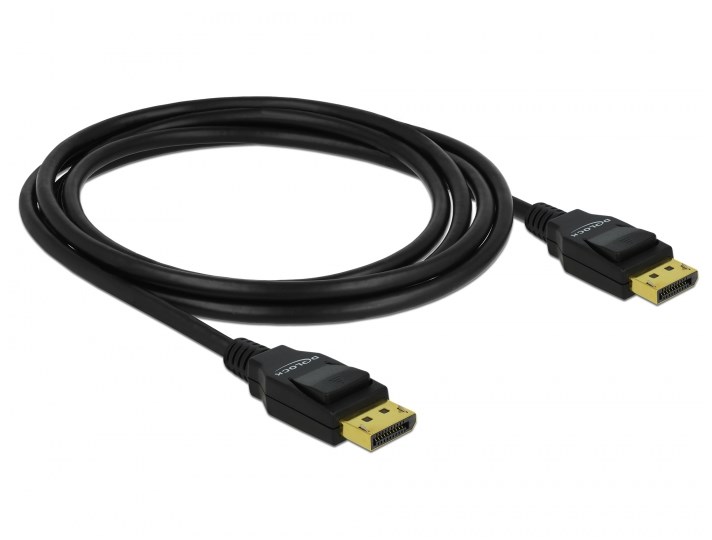 Кабель монітора-сигнальний Delock DisplayPort M/M  2.0m v1.2 4K@60Hz 20pin 3xS D=6.0m чорний (70.08.2585)