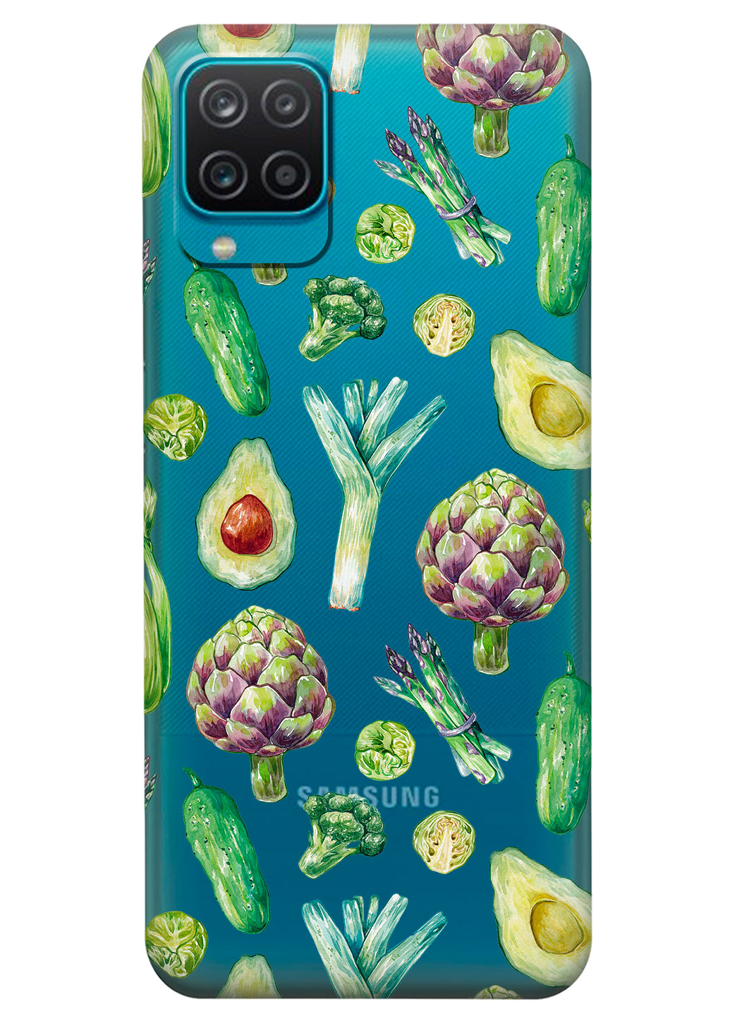 Прозрачный силиконовый чехол iSwag для Samsung Galaxy M12 с рисунком - Полезная еда (KS14886)