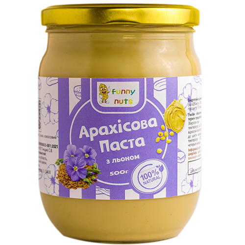 Арахисовая паста Funny Nuts с льном 500 г (1696290921)