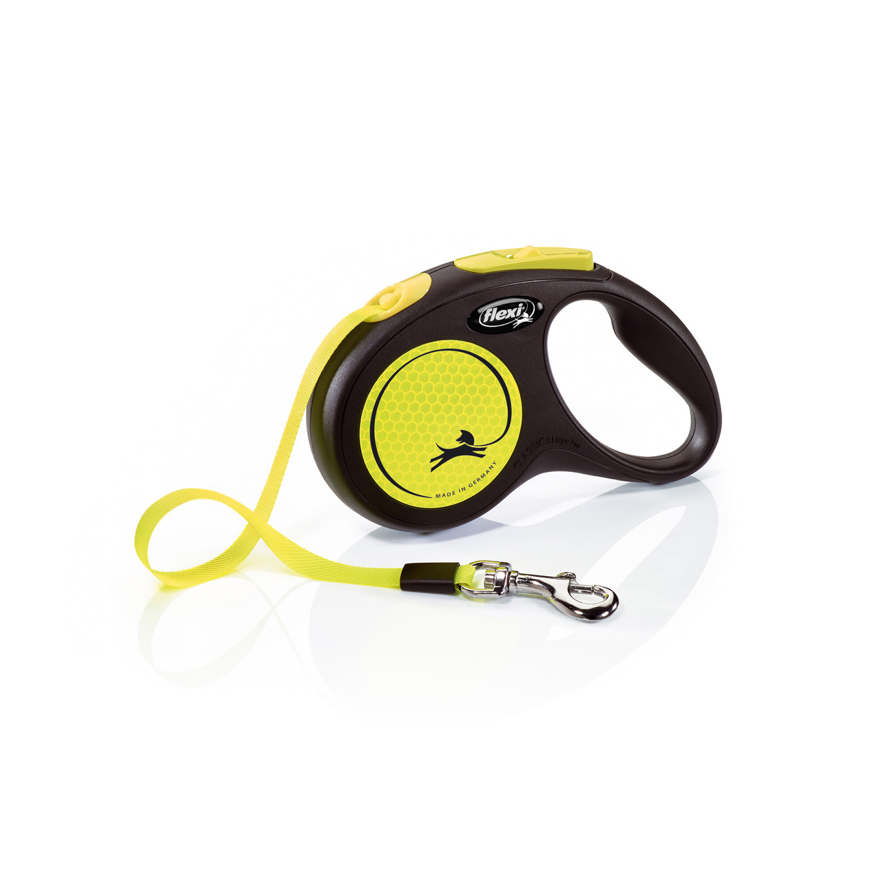 Поводок рулетка для собак мелких и средних пород Flexi New Neon S 5 м до 15 кг желтый