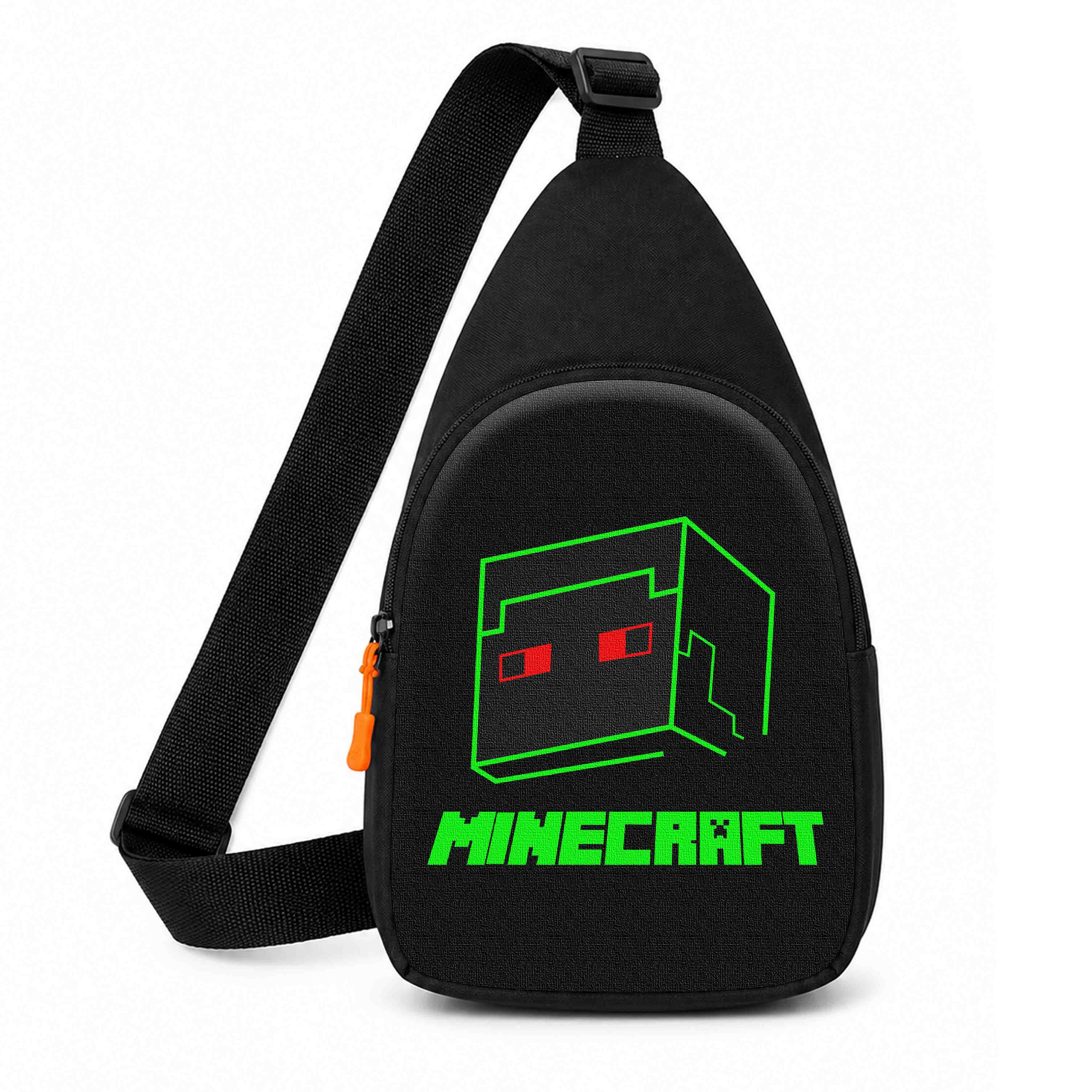 Дитяча сумка-слинг через плече Minecraft Крипер, чорна, водонепроникна, 29×17×5 см
