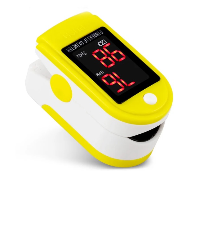 Пульсоксиметр на палец JZK-301 для изменения пульса и сатурации крови Pulse Oximeter Yellow + чехол (MAS40450)