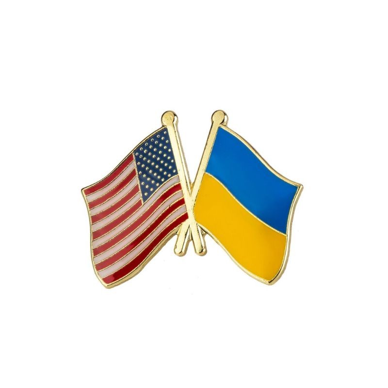 Брошь-значок BROCHE Флаг США-Украина разноцветная BRGV112716