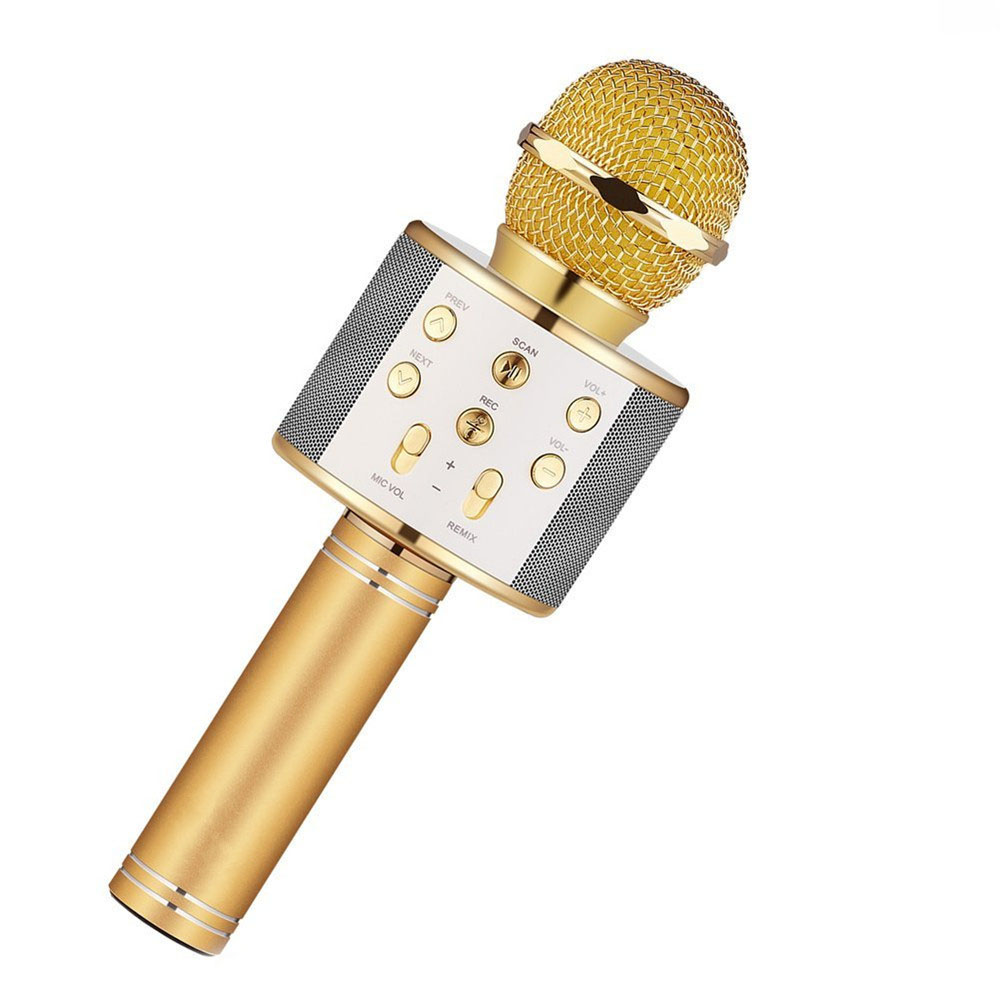Портативный Bluetooth микрофон-караоке MOD-858 Золотой (j81g45)