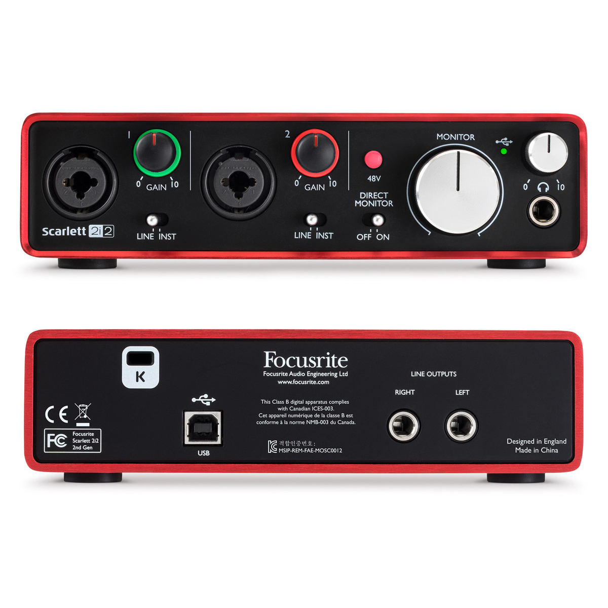 Аудіоінтерфейс Focusrite Scarlett 2i2 3rd Gen Red (PL00938)