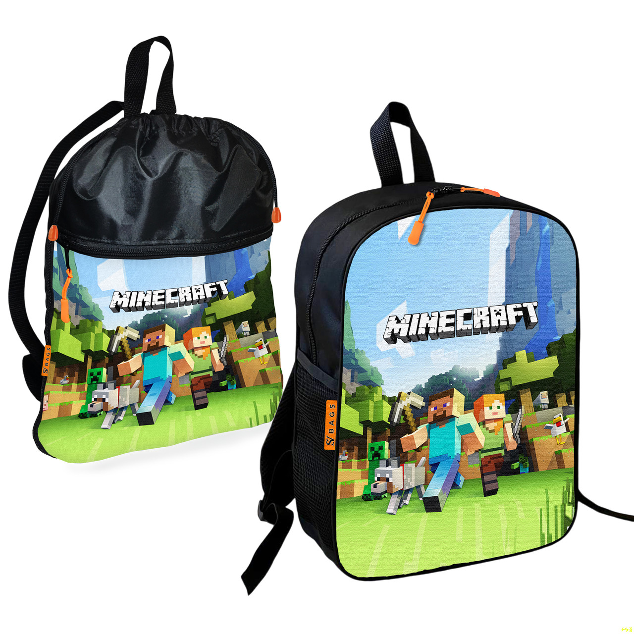 Дитячий шкільний рюкзак із сумкою для взуття Minecraft, 2 шт