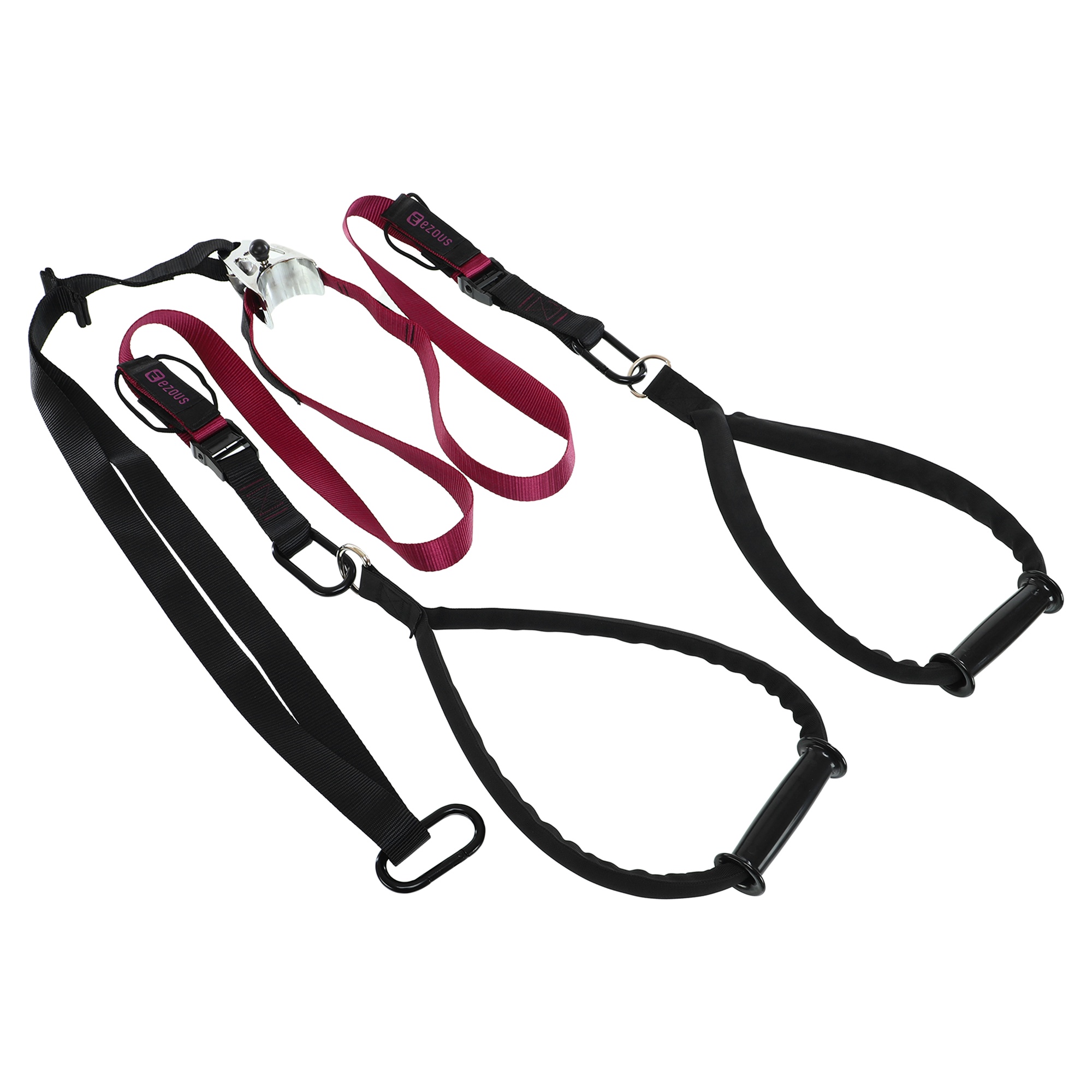 Петли тренировочные функциональный тренажер EZOUS P-07 SUSPENSION STRAP rip 60 F45 model Черный-фиолетовый