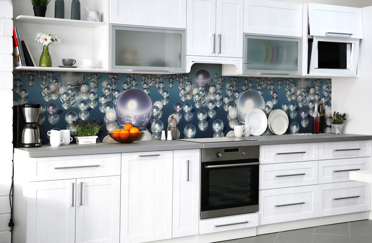 Наклейка на скинали Zatarga на кухню «Жемчужные Капли» 600х3000 мм виниловая 3Д наклейка кухонный фартук самоклеящаяся