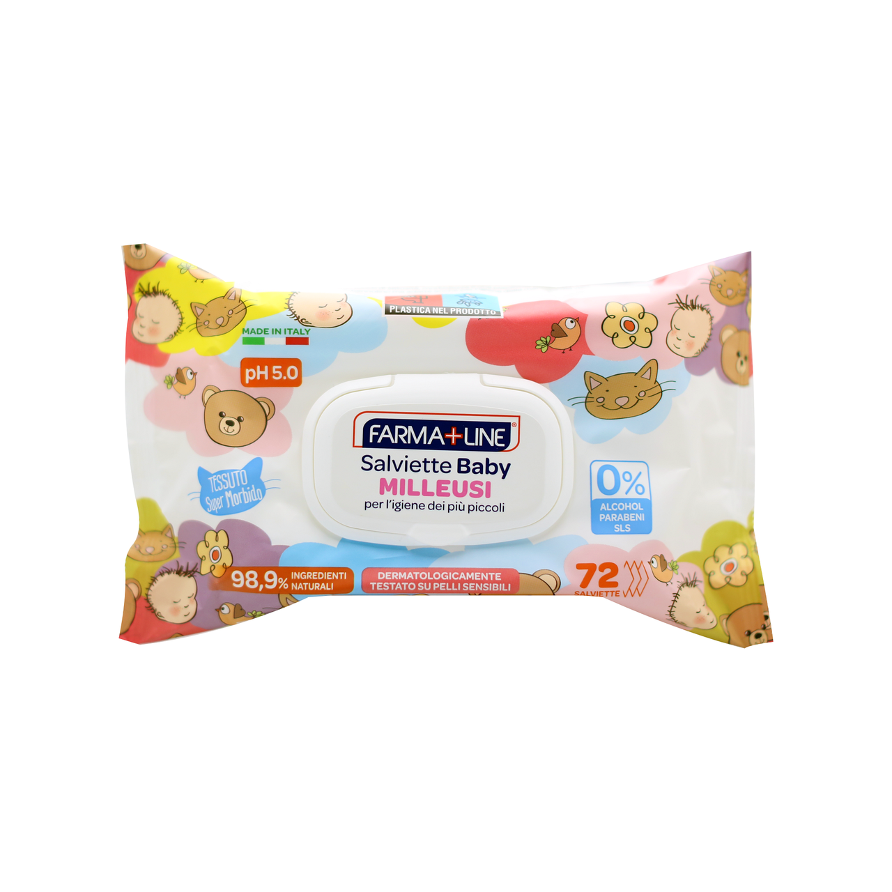 Дитячі вологі серветки Farmaline Baby з кришкою 72 шт