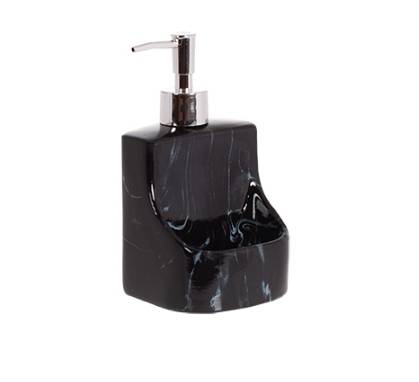 Диспенсер для моющего средства Qiot Marble с подставкой для губки BonaDi Черный 400 мл DP218298
