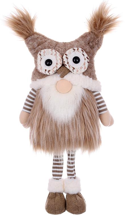 Декоративная игрушка Gnome with owl hat 70 см Коричнево-бежевый BonaDi DP232209