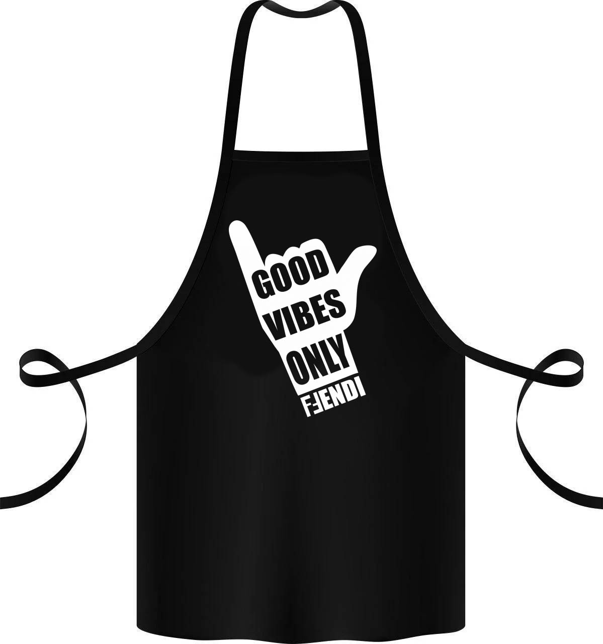 Фартук с принтом Кавун Good vibes only 68 см Черный