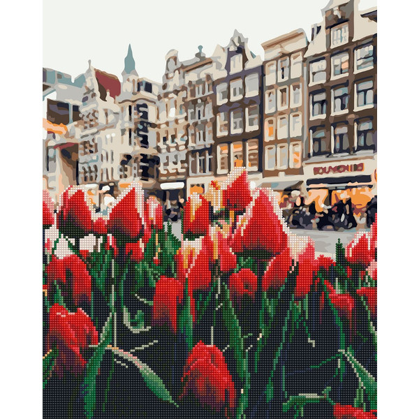 Алмазна мозаїка-картина BrushMe Тюльпани Амстердама 40х50 см GZS1127