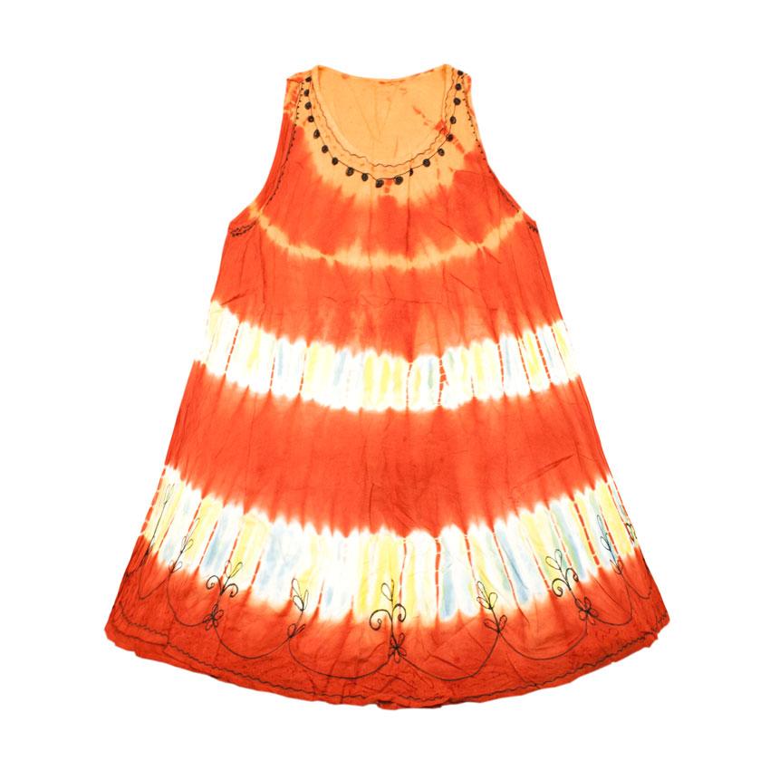Платье Летнее Karma Вискоза Вышивка Свободный размер Шафрановый (24171)