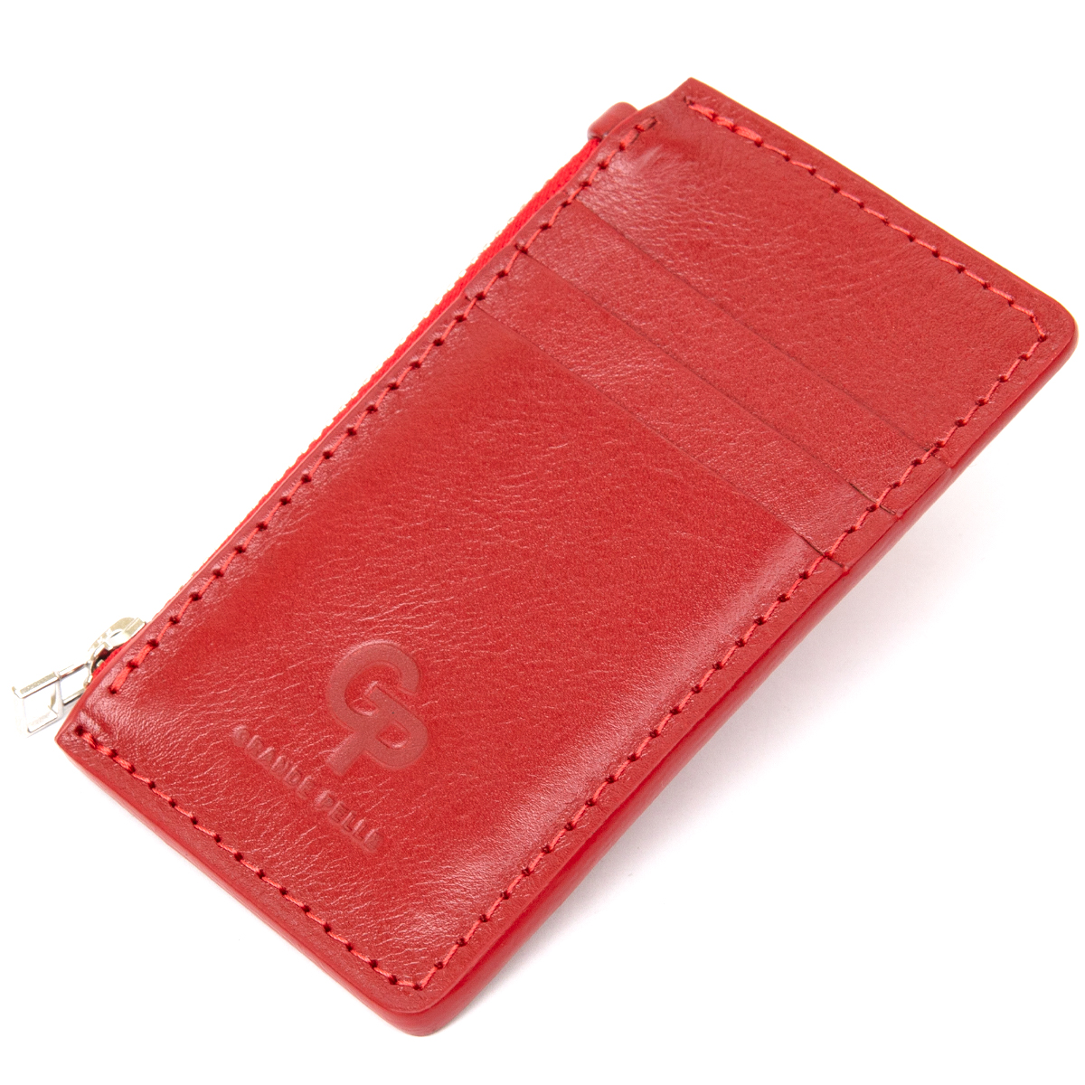 Кожаный картхолдер GRANDE PELLE 11497 Красный