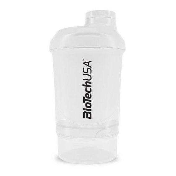 Шейкер BioTechUSA Shaker Wave + Nano 300ml /+150ml container/ Opal White
