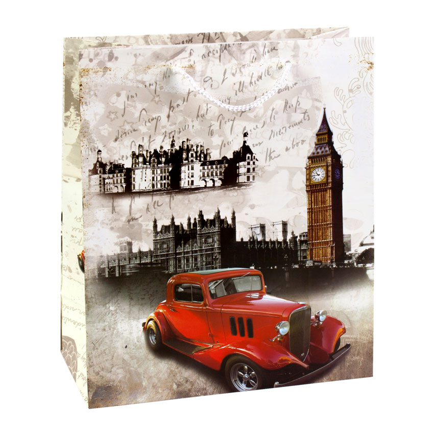 Сумочка подарочная бумажная с ручками Gift bag Лондон 21х18х8.5 см (19375)