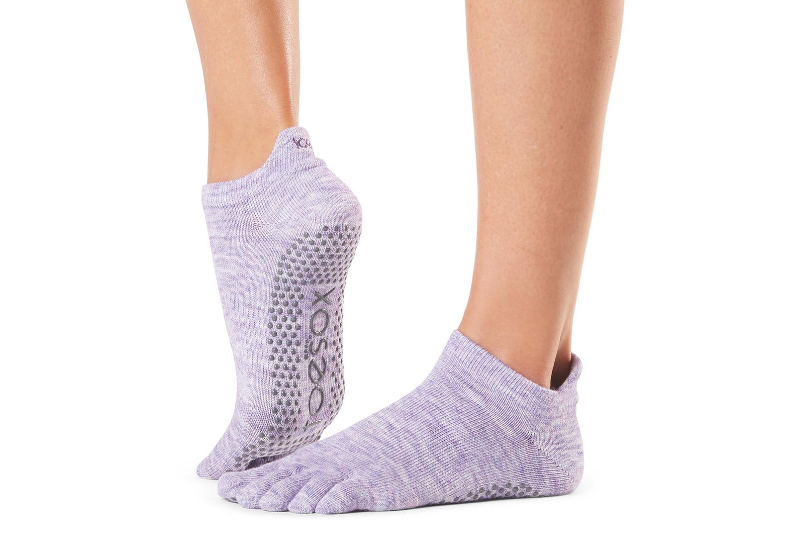 Носки для йоги ToeSox Full Toe Low Rise Grip Heather M 39-42.5 Purple