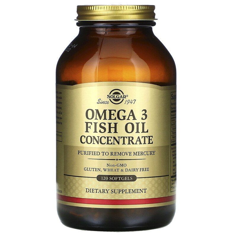Omega-3 Fish Oil Solgar концентрат рыбьего жира 120 гелевых капсул
