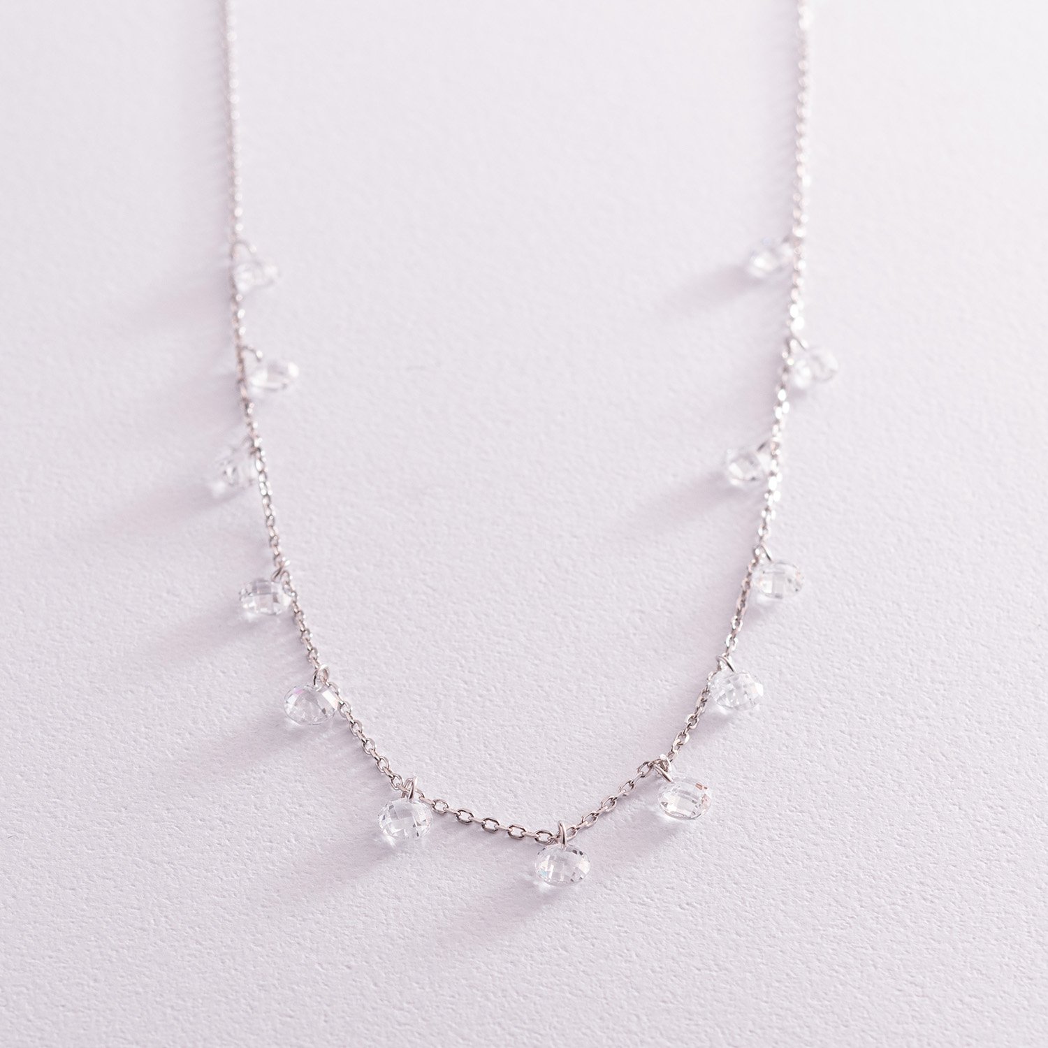 Серебряное колье с фианитами 18519 Оникс 44 Белый