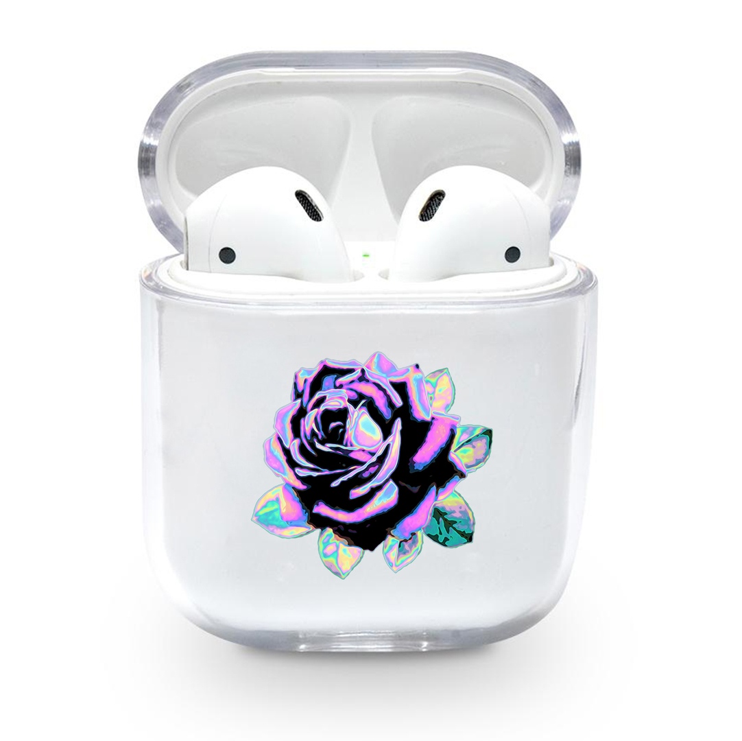 Прозорий силіконовий чохол Apple AirPods із малюнком - Rose (KAP1133)