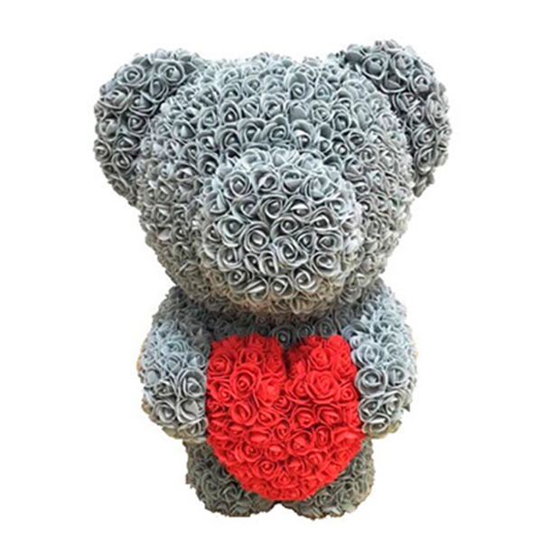 Мягкая игрушка Мишка из роз Bear Flowers Gray 45 см + подарочная коробка (hub_dyXo79489)