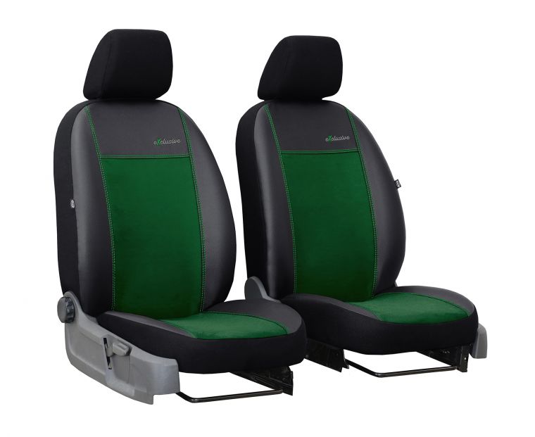 Универсальные авто чехлы на передние сиденья еко кожа с алькантарой Exclusive зеленые