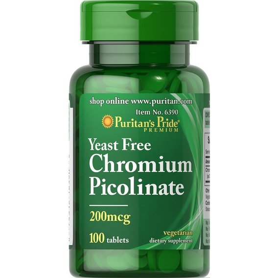 Микроэлемент Хром Puritan's Pride Chromium Picolinate Yeast Free 200 mcg 100 Tabs