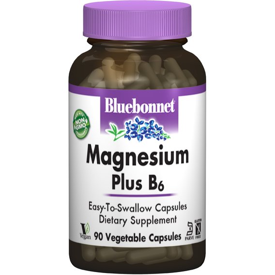 Микроэлемент Магний Bluebonnet Nutrition Magnesium Plus B6 90 Veg Caps BLB0735