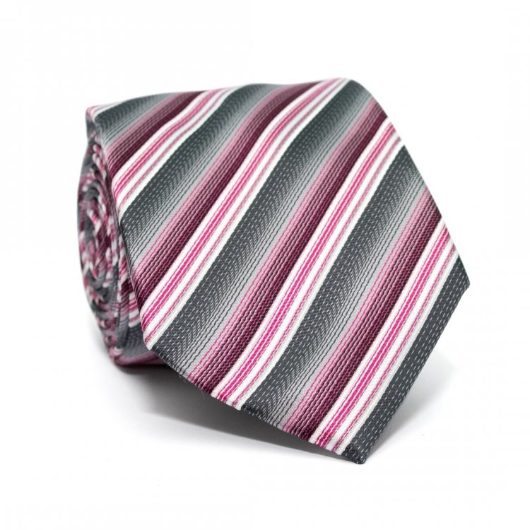 Краватка C&A Чоловічий У Сіро-Рожеву Смужку CA-4143