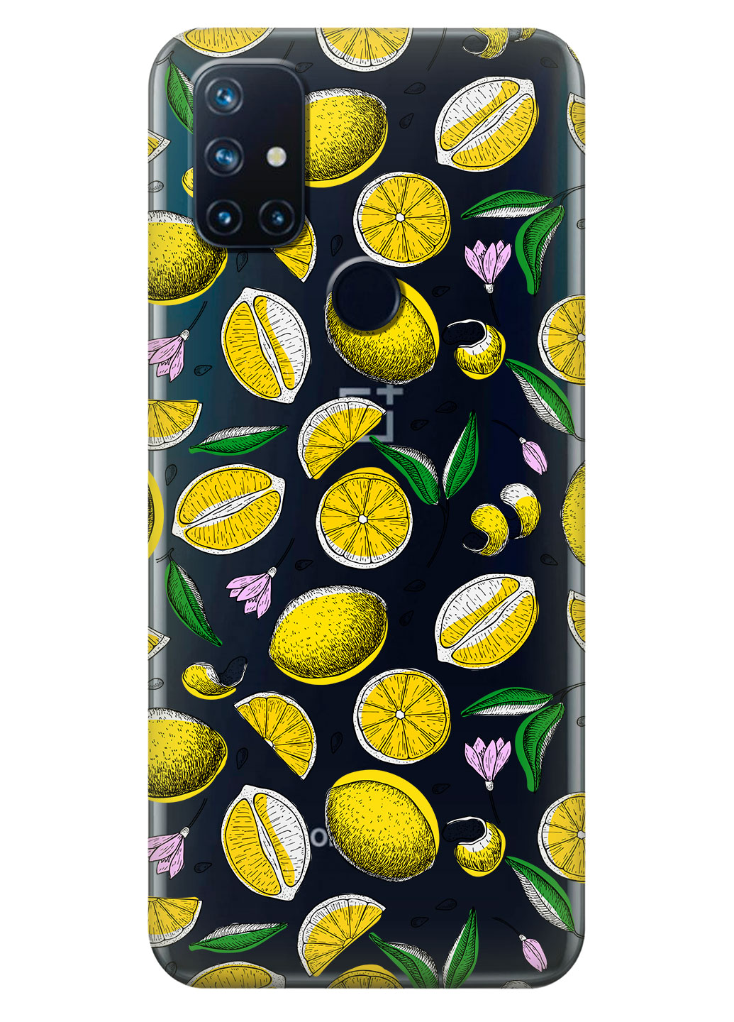 Прозрачный силиконовый чехол iSwag для OnePlus Nord N10 с рисунком - Лимоны (KS14774)