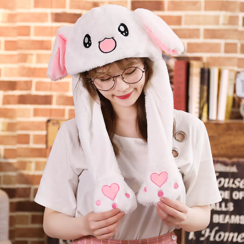 Шапка BearWear Зайка с хлопающими ушами и подсветкой Белый