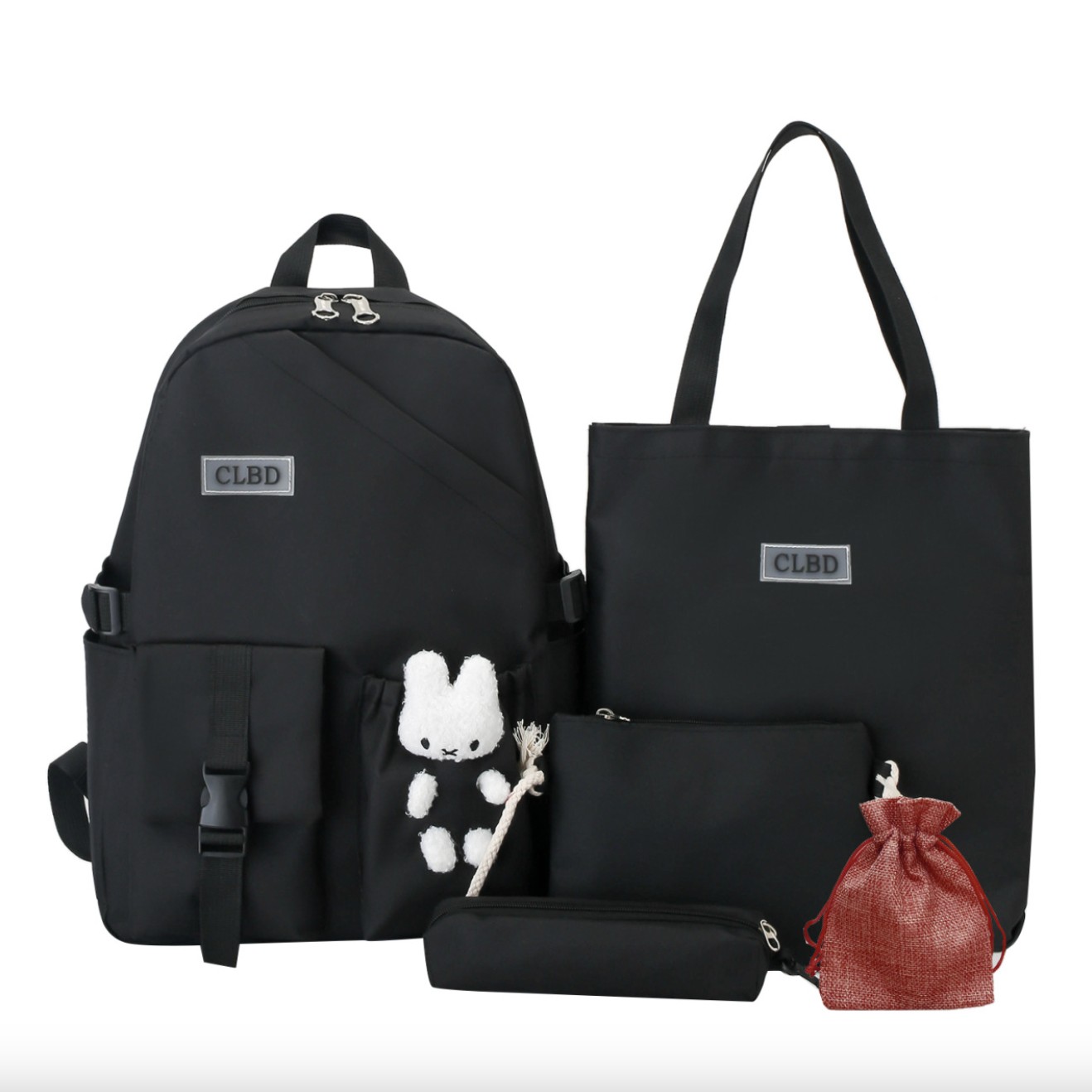 Рюкзак школьный для девочки Hoz CLBD 5 в 1 41х30х14 см Черный (SK001650)