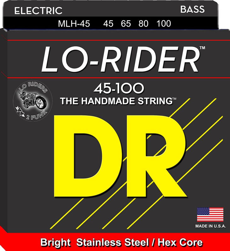 Струни для бас-гітари DR MLH-45 Lo-Rider Stainless Steel Medium - Light 4-String Bass 45/100