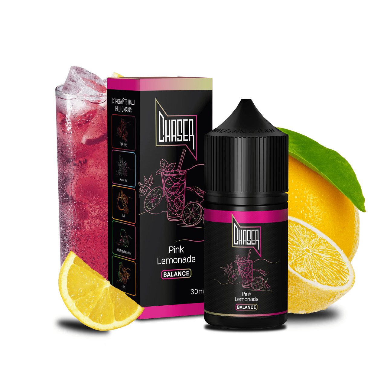Солевая жидкость для вейпа CHASER Black Balance: PINK LEMONADE 30 ml 50 mg Розовый лимонад (15289-hbr)
