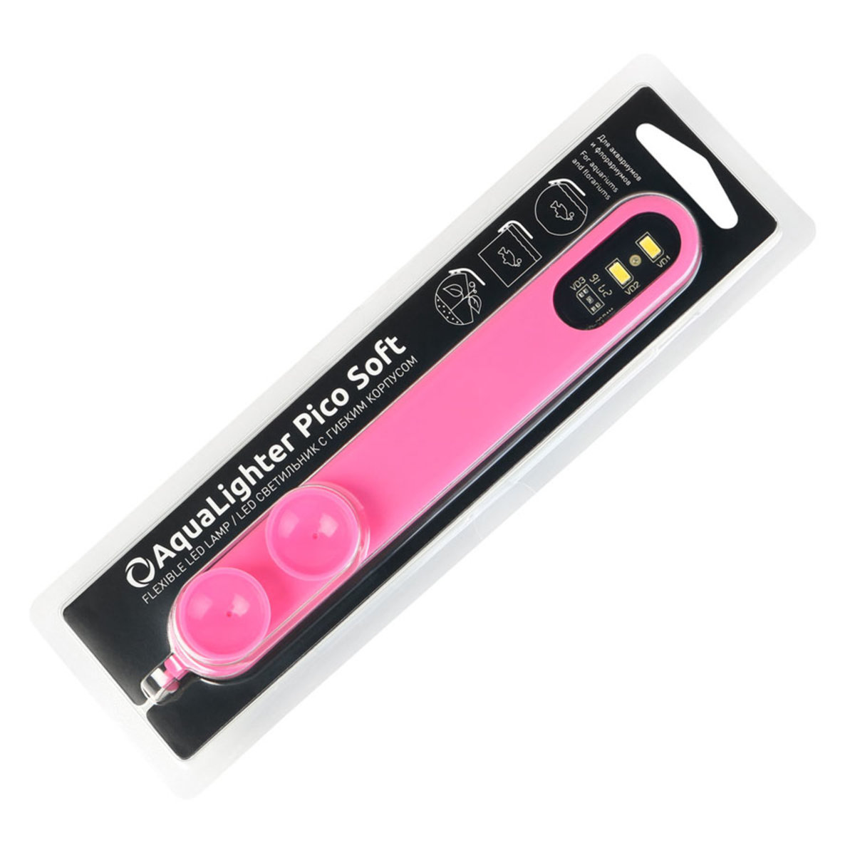 Светодиодный светильник AquaLighter Pico Soft для квадратного аквариума до 10л круглого - до 30л 6500К Розовый