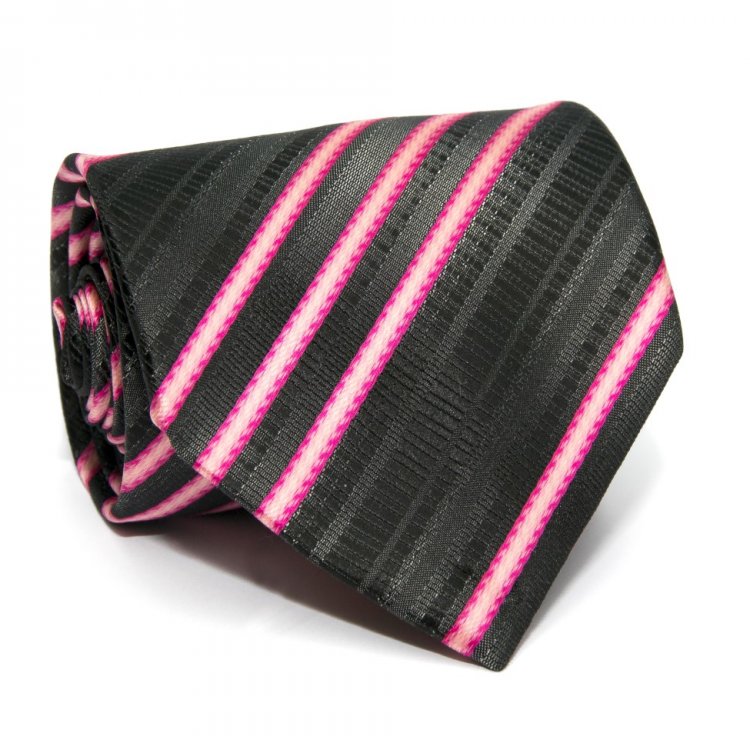 Краватка ZAGI чорна в рожеву смужку ZN-1853