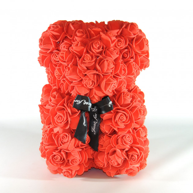Ведмедик з троянд Bear Flowers 27 см Red (hub_NIzv38083)