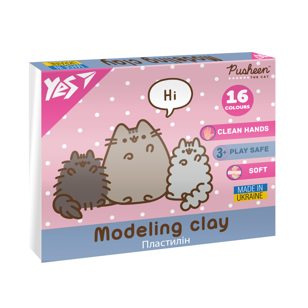 Пластилин YES Pusheen 16 цветов 320 г (540694)