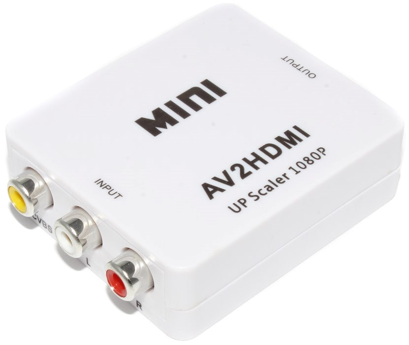 Конвертер / тюльпан переходник / адаптер AV RCA - HDMI 1080p с питанием Белый (R0209)