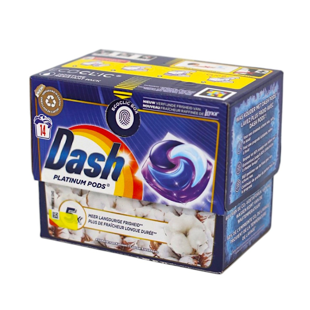Гель-капсулы для стирки универсальные Dash Platinum Pods Cotton Freshness 14 стирок